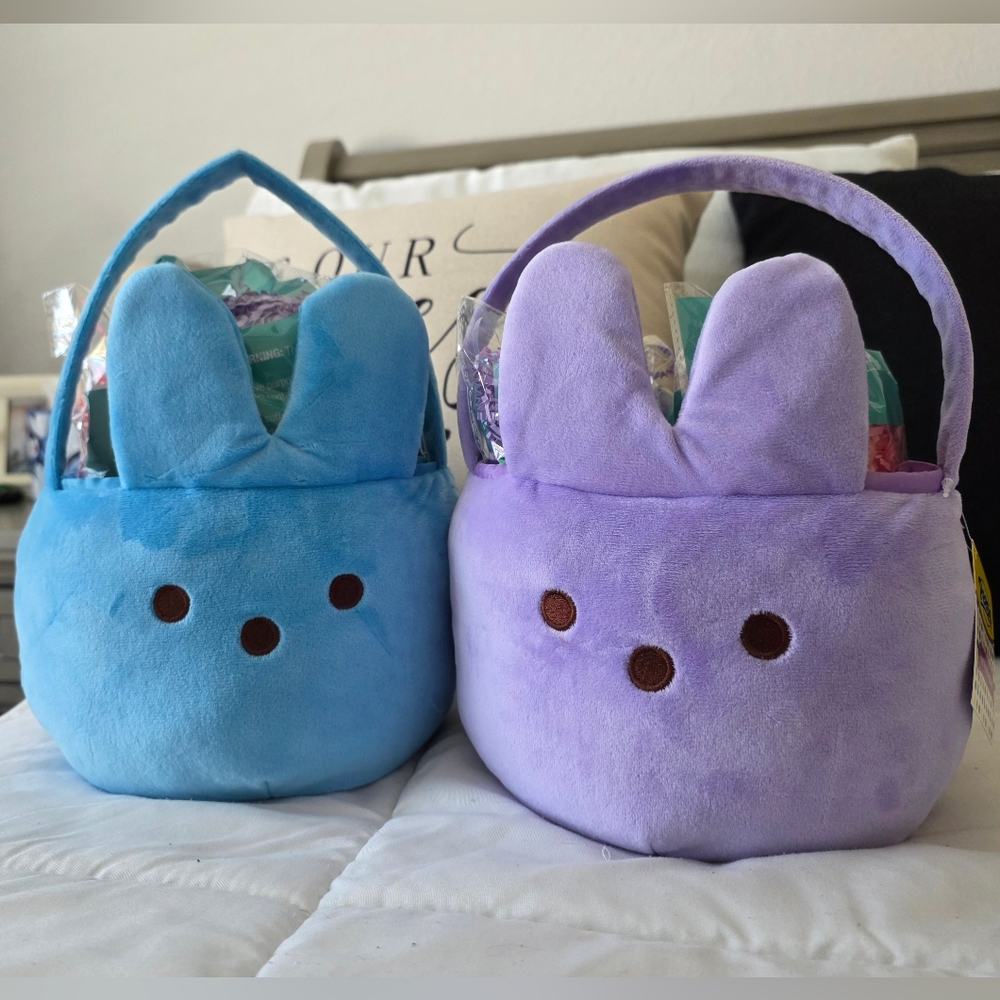PEEPS Plush Bunny Basket- Blue Or Purple